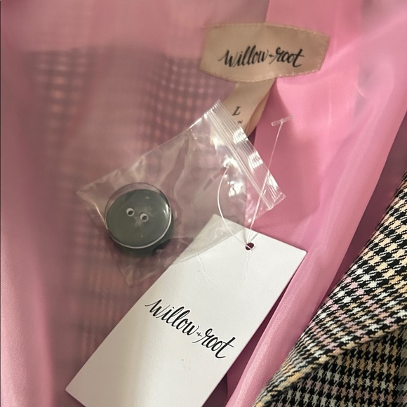 Willow & Root Plaid Blazer NWT Size Large Gray Check Structured Jacket - Picture 8 of 8